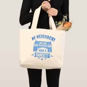 Hallo Nachbar, ein Gansett Retro Style Geschenk Jumbo Stoffbeutel