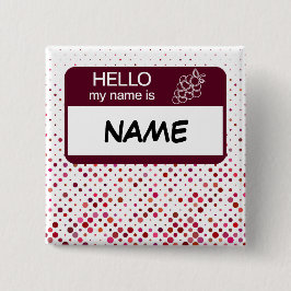 Hallo Name Abzeichen Wine Polka Dots angepasst Button