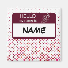 Hallo Name Abzeichen Wine Polka Dots angepasst Magnet