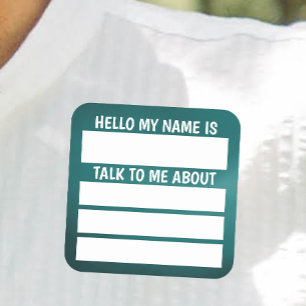 Hallo Name Tag Sprechen Sie mit mir über Namensschild