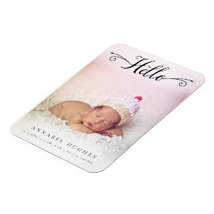Hallo neuer Baby-Mädchen-Jungen-personalisierter Magnet