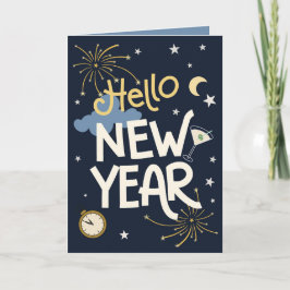 Hallo Neues Jahr - Mitternachts Festliches Neujahr Karte