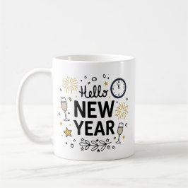 Hallo Neujahr Süße Handgezeichnete Feuerwerks-Tass Kaffeetasse