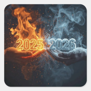 Hallo Neujahrs-Sticker Quadratischer Aufkleber