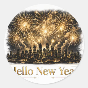 Hallo Neujahrs-Sticker Runder Aufkleber