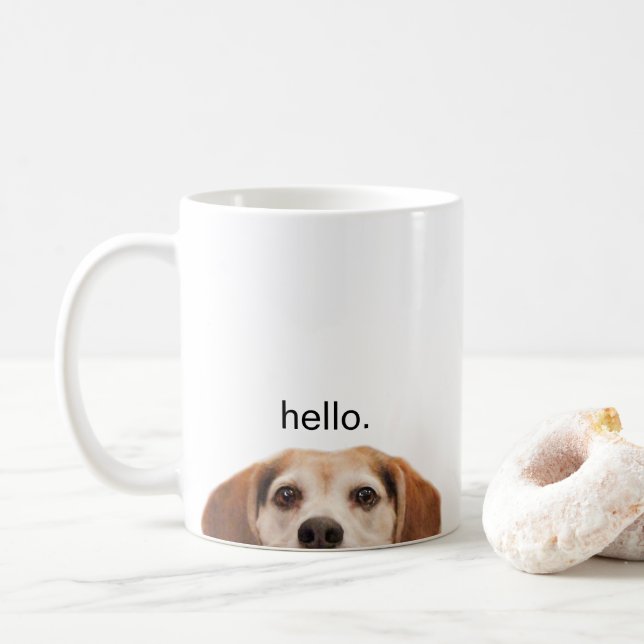 Hallo Niedlich Funny Beagle Dog Modernes Trendy Kaffeetasse (Mit Donut)