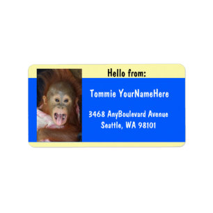 Hallo Niedlich Orangutan Tongue Monkey Business Adressaufkleber