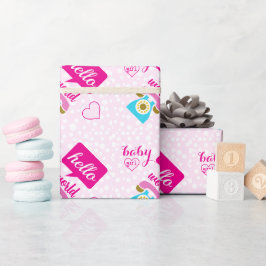 Hallo Niedlich Pink Baby Girl oder Personalize Geschenkpapier