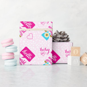 Hallo Niedlich Pink Baby Girl oder Personalize Geschenkpapier