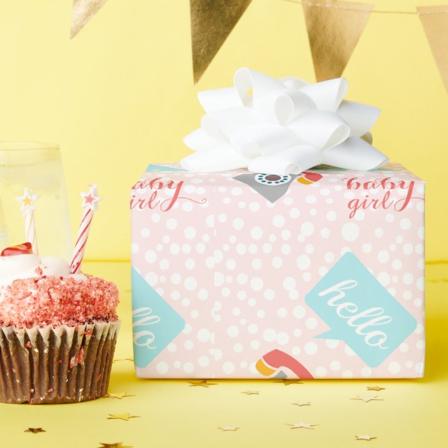 Hallo Niedlich Pink Baby Girl oder Personalize Geschenkpapier (Geburtstagsparty)