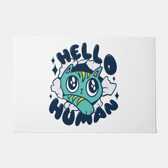Hallo Niedliche Katze Fußmatte (Vorderseite)