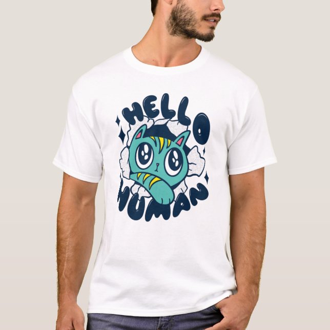 Hallo Niedliche Katze T-Shirt (Vorderseite)