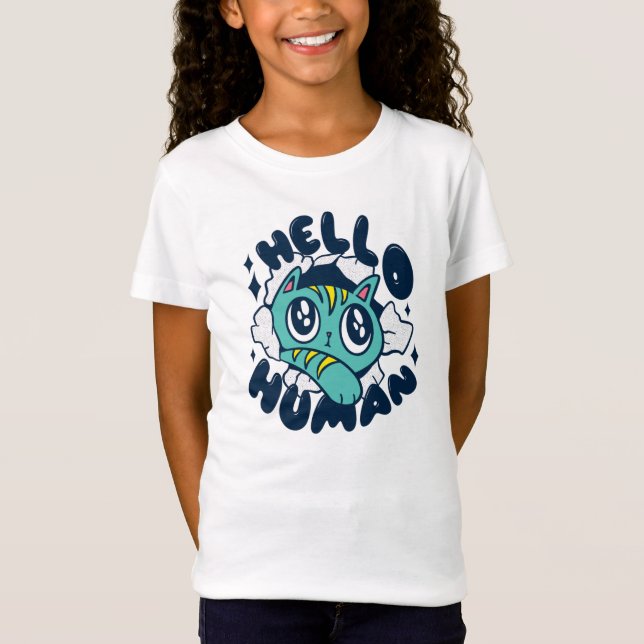 Hallo Niedliche Katze T-Shirt (Vorderseite)