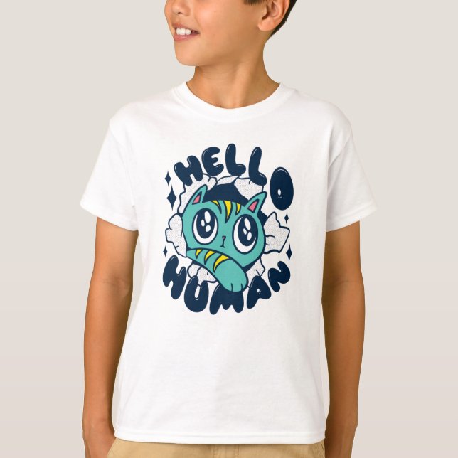Hallo Niedliche Katze T-Shirt (Vorderseite)
