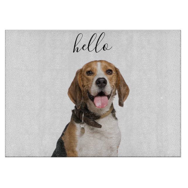Hallo Niedlicher Beagle Hund Mama Haustier Foto Schneidebrett (Vorderseite)