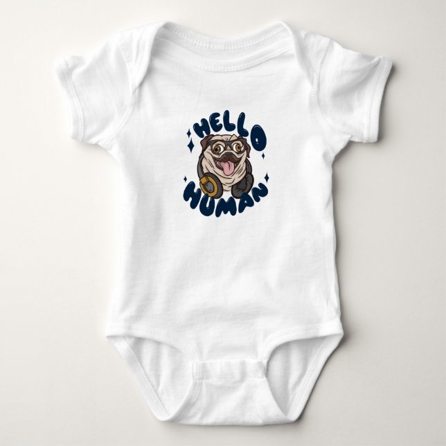 Hallo, Niedlicher Hund Baby Strampler (Vorderseite)