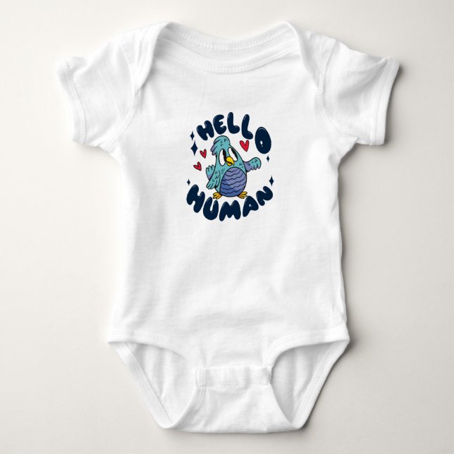 Hallo niedlicher Mensch Baby Strampler (Vorderseite)