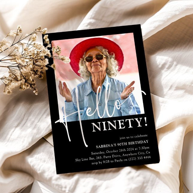 Hallo NINETY! Minimal 90. Geburtstagsparty Einladung (Von Creator hochgeladen)