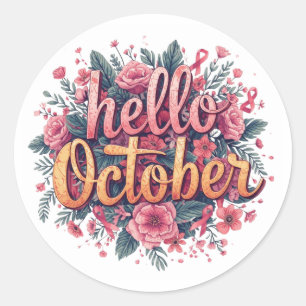 Hallo Oktober Runder Aufkleber