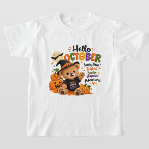 Hallo Oktober Süßer Halloween-Teddybär Kinder T-Sh T-Shirt