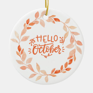 Hallo Oktober Wasserfarbe Herbst Wildblume Herbst Keramik Ornament