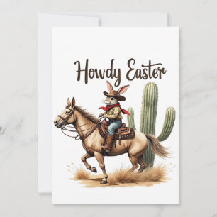 Hallo Ostern Hase Reitet auf einem Pferd Cowboy  Feiertagskarte