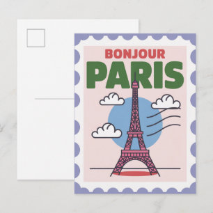 Hallo Paris Frankreich Vintage Reise Postkarte