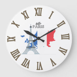 Hallo Paris Große Wanduhr