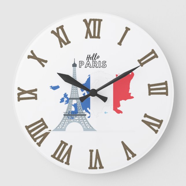 Hallo Paris  Große Wanduhr (Vorderseite)