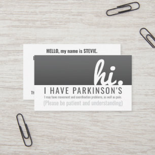 Hallo Parkinson-Krankheit Geduld  Visitenkarte