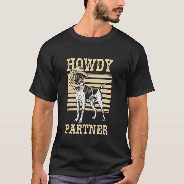 Hallo Partner Cowboy Hund English Pointer T-Shirt (Vorderseite)