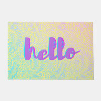 Hallo Pastel Leaf Pattern Boho Door Mat