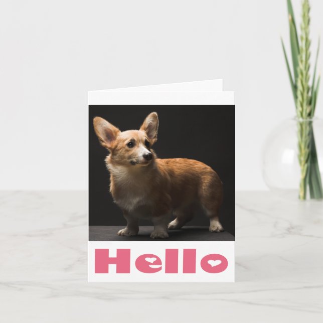 Hallo Pembroke Corgi Puppy Hund Blank Note Card Karte (Vorderseite)