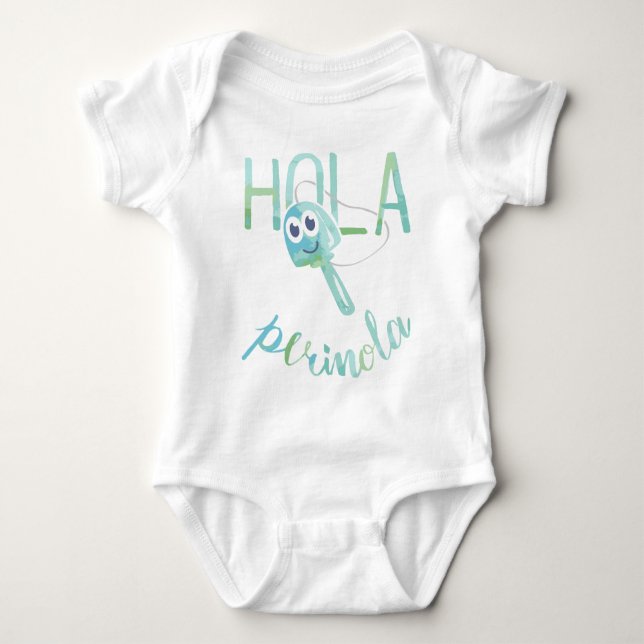 Hallo Perinola Watercolor Venezuelan Phrases Baby Strampler (Vorderseite)