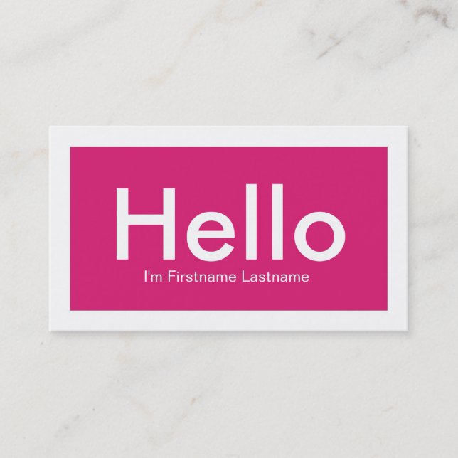 Hallo Personal Networking Business Cards in Pink Visitenkarte (Vorderseite)