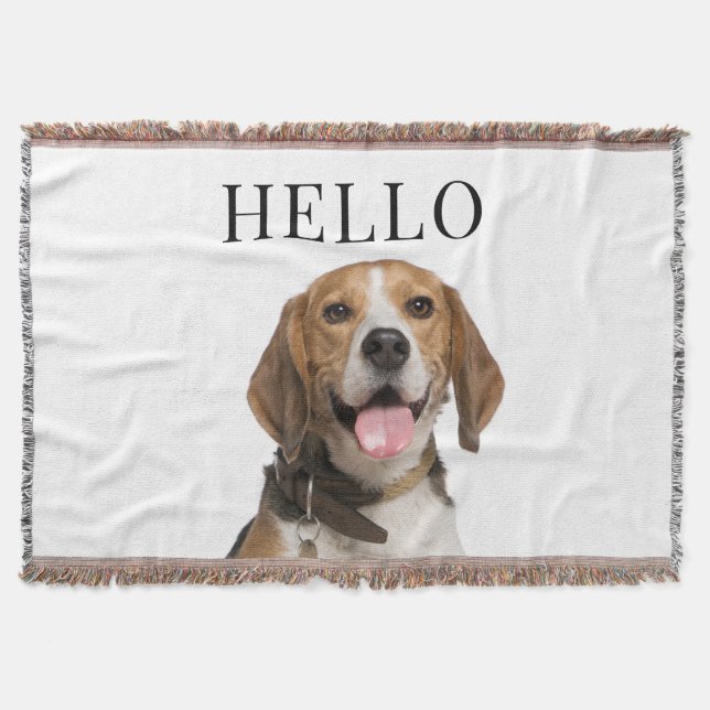 Hallo Personalisierter Beagle Dog Portrait Foto Decke (Vorderseite)