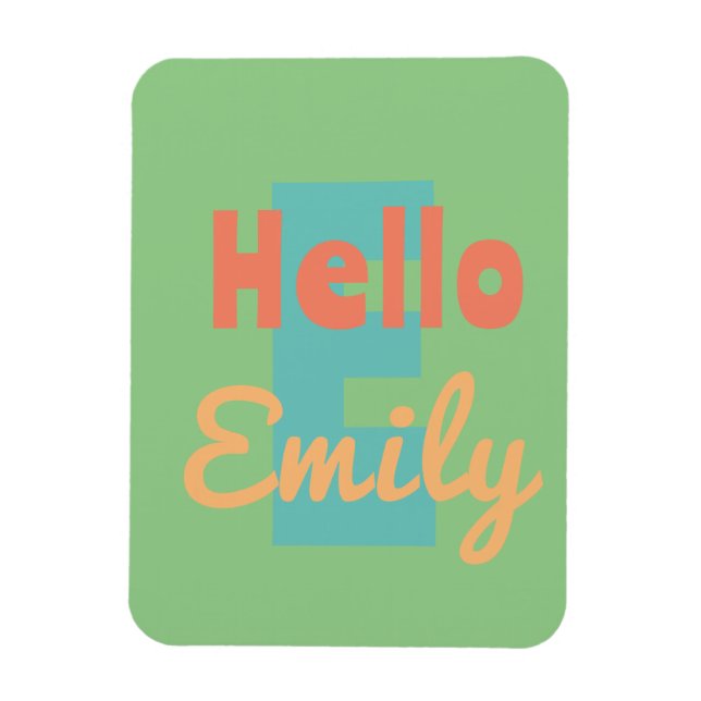 Hallo persönlicher Name Minz grüne Pfirsichkoralle Magnet (Vertikal)