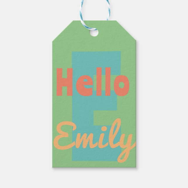 hallo persönlicher Name minze green peach Geschenk Geschenkanhänger (Vorderseite)