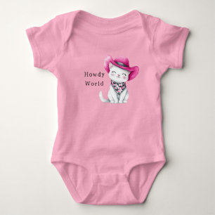 Hallo Pinke Cowgirl-Katze mit Hut Baby Strampler