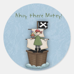 Hallo Pirat! Piratenparty Runder Aufkleber