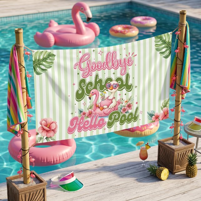Hallo Poolparty Grüne Streifen Banner (Von Creator hochgeladen)
