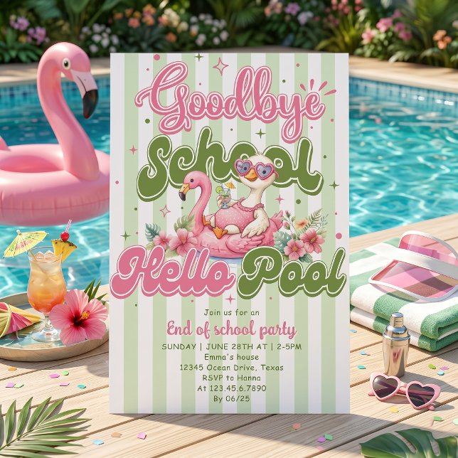 Hallo Poolparty Grüne Streifen Einladung (Von Creator hochgeladen)