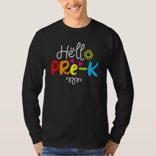 Hallo Pre K Fun Zurück zum Schullehrer T-Shirt