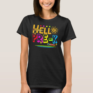 Hallo Pre K Fun Zurück zum Schullehrer T-Shirt