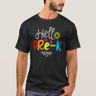 Hallo Pre K Fun Zurück zum Schullehrer T-Shirt