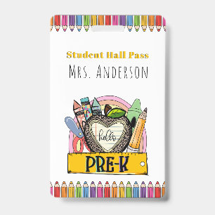 Hallo Pre K Hall Pass Ausweis