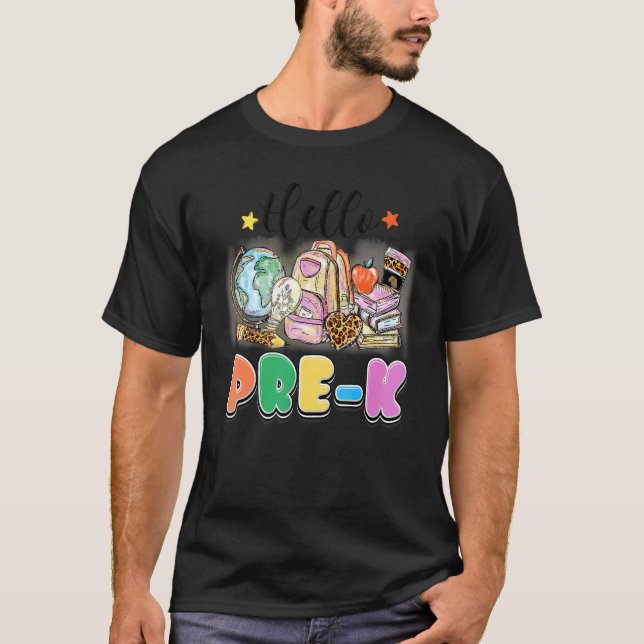 Hallo Pre K Leopard Herzstift Mädchen Kinder zurüc T-Shirt (Vorderseite)
