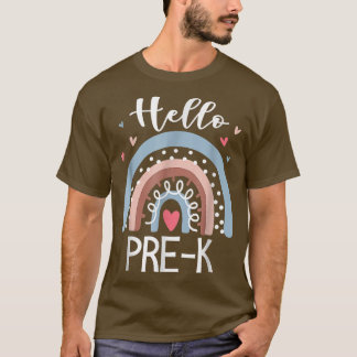 Hallo Pre K Lustig Boho Regenbogen Zurück zur Schu T-Shirt