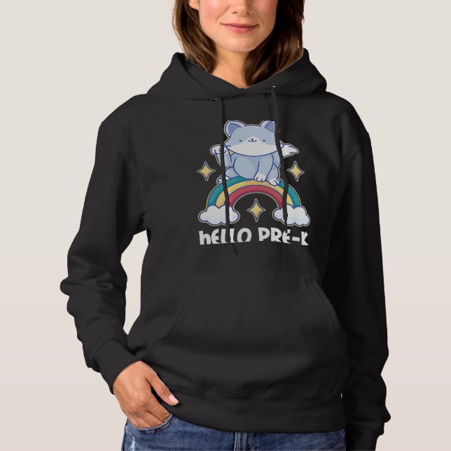 Hallo Pre K mit Cat for School Hoodie (Vorderseite)