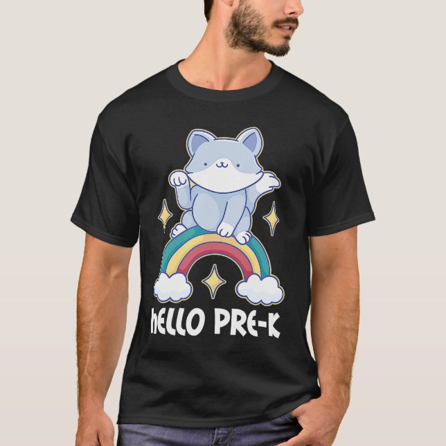 Hallo Pre K mit Cat for School T-Shirt (Vorderseite)
